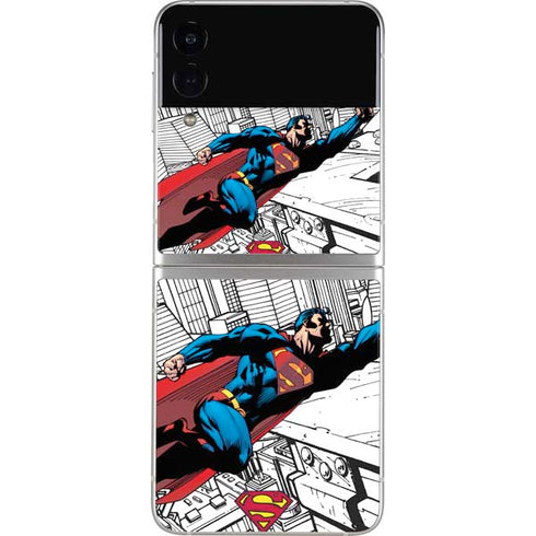 DC Comics Superman Flying Over City Pose Galaxy Z Flip3 5G Skin